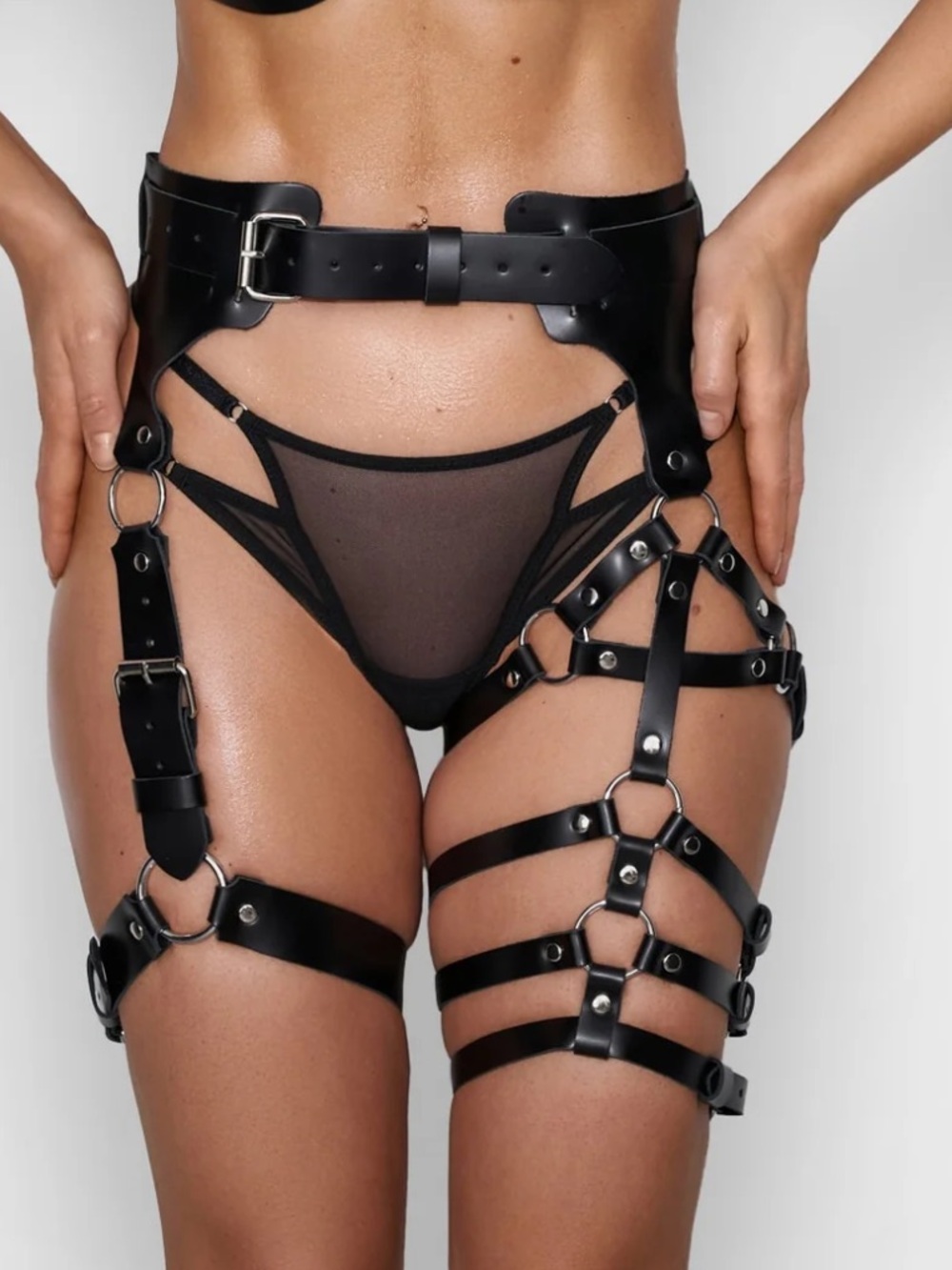 Leather Leg Harness belt - Black